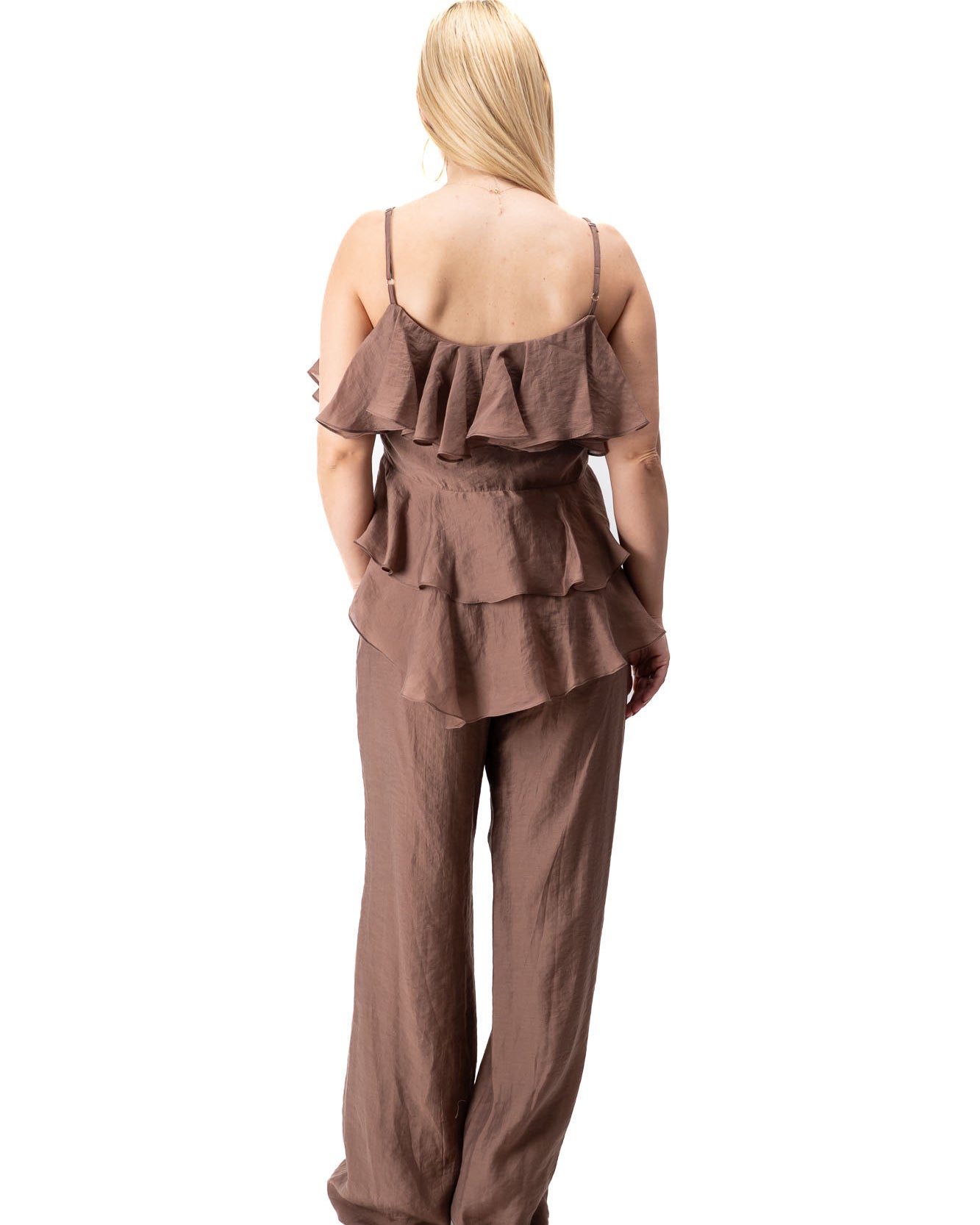 women summer two piece outfit with pants and chiffon layers