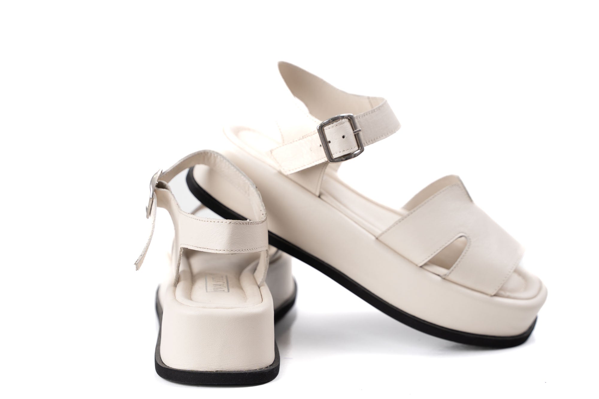 ecru leather platform sandals women comfortable summer shoes
