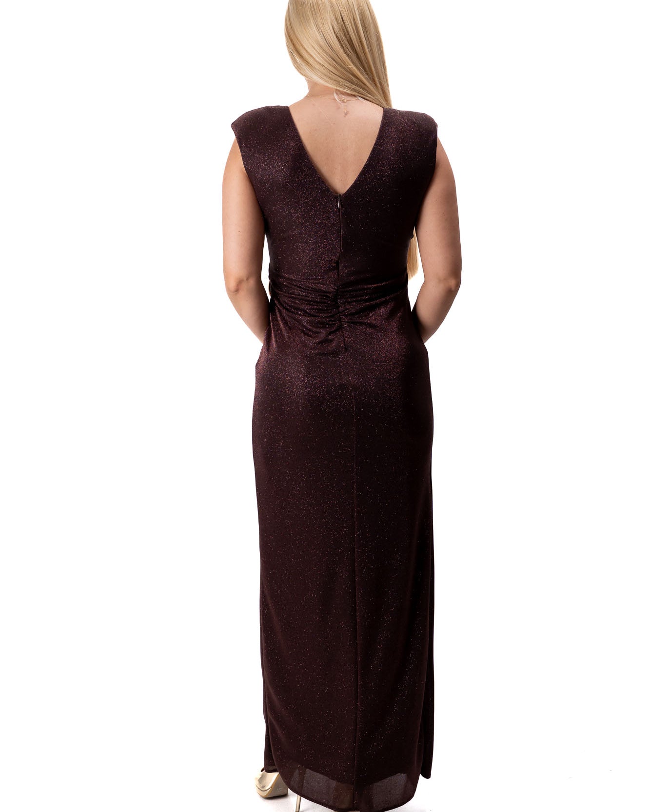 women elegant long formal dress glitter effect