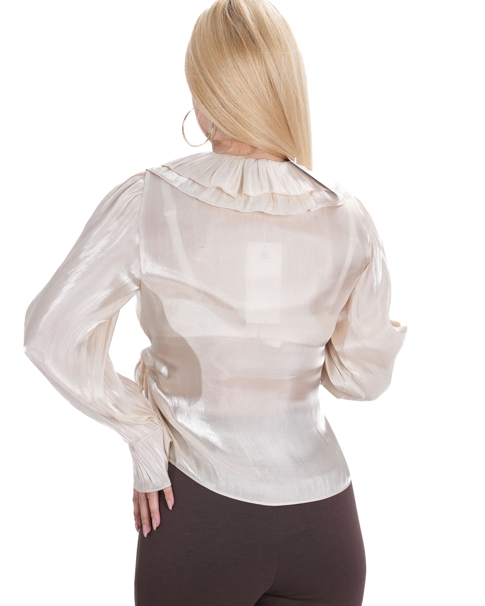 Дамска риза от сатен – гръб и лек свободен дизайн