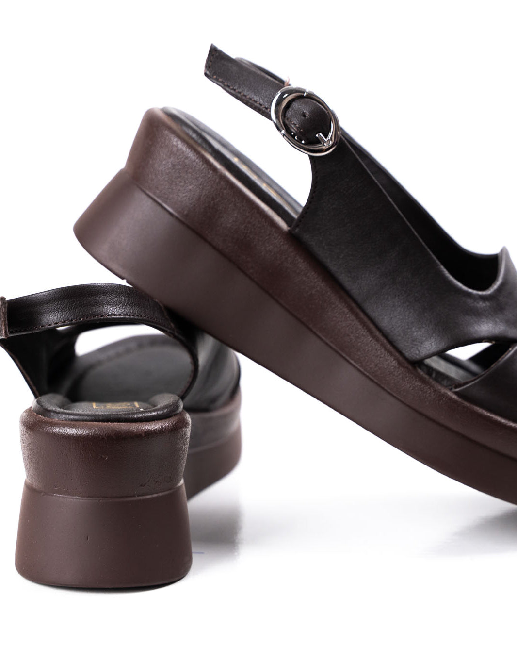 dark brown leather platform sandals women summer shoes