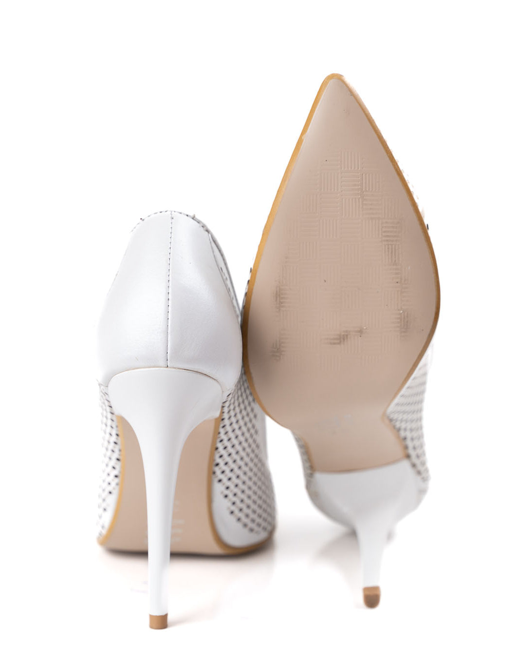 women genuine leather pumps pearl white formal shoes