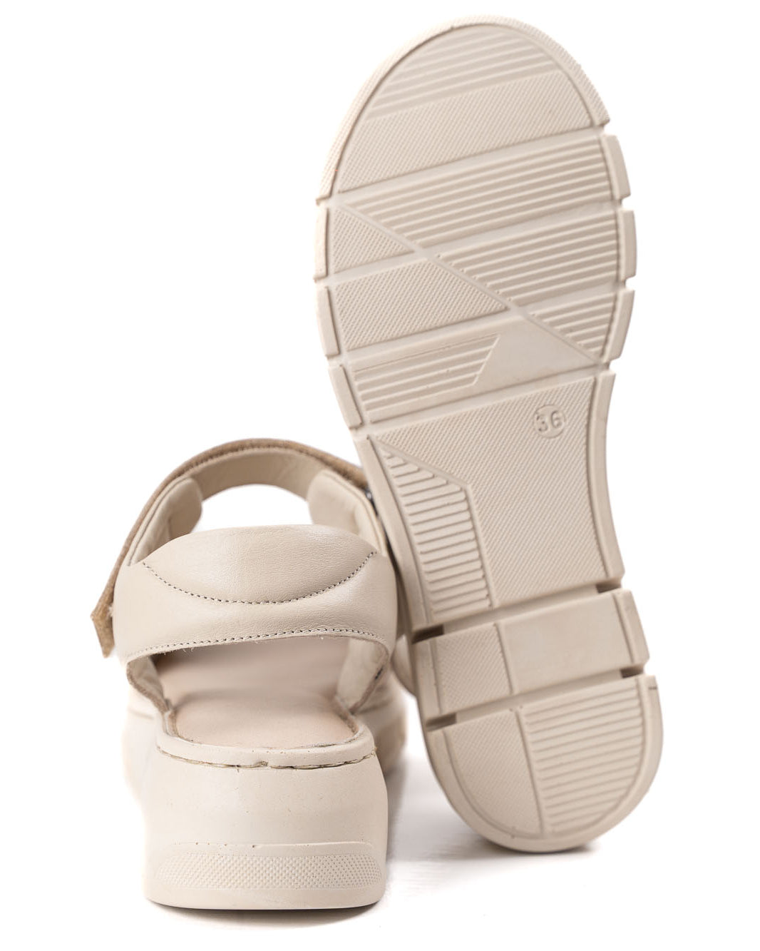 women genuine leather sandals beige medium platform