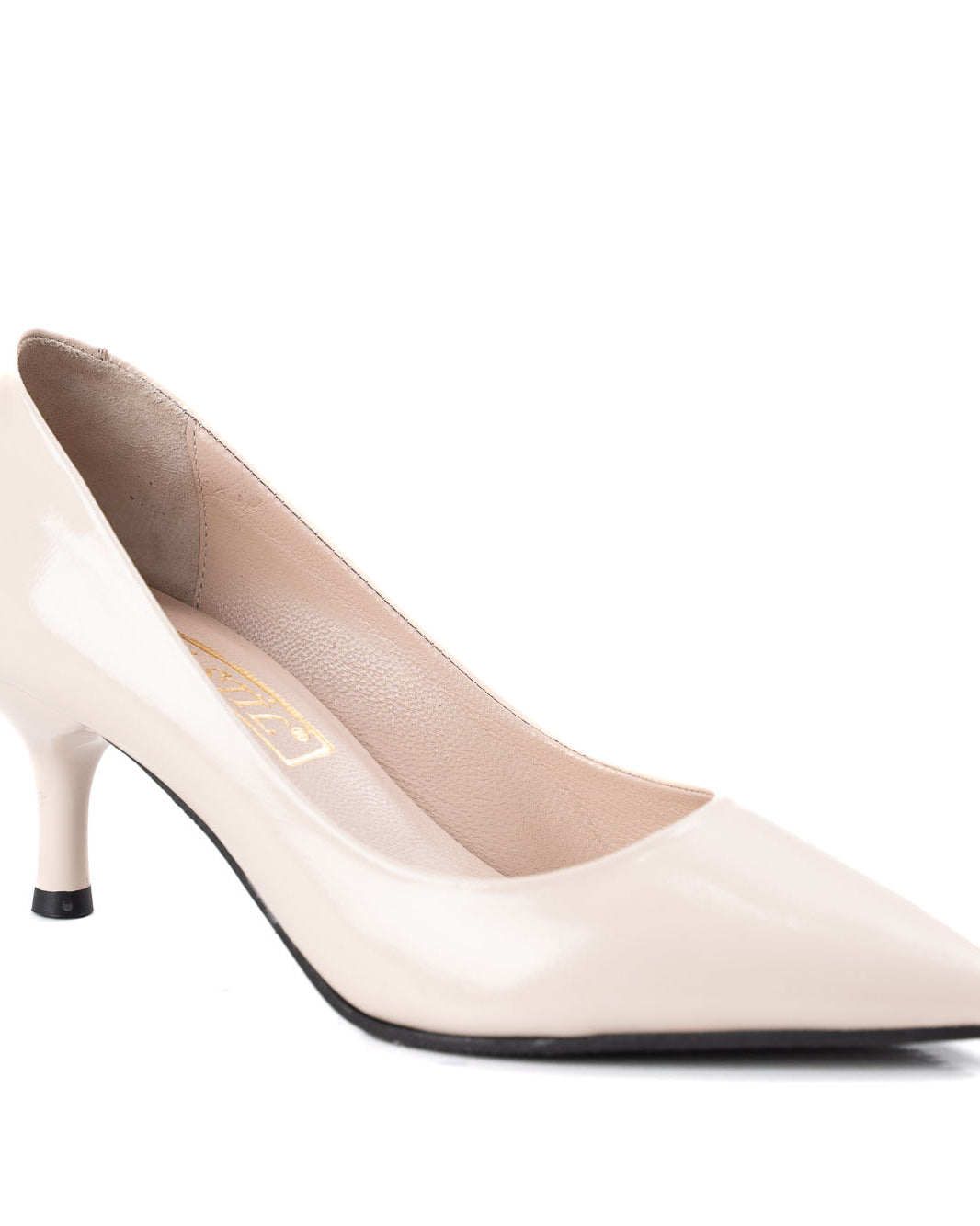 women leather shoes low heel light beige elegant pumps