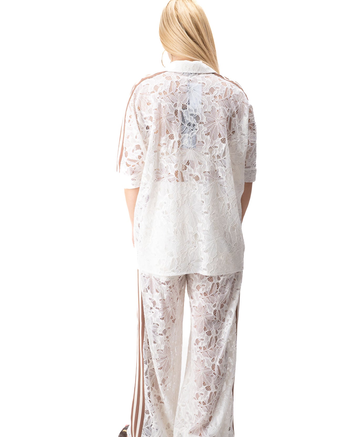 women jogger style pants set lace fabric modern fashion