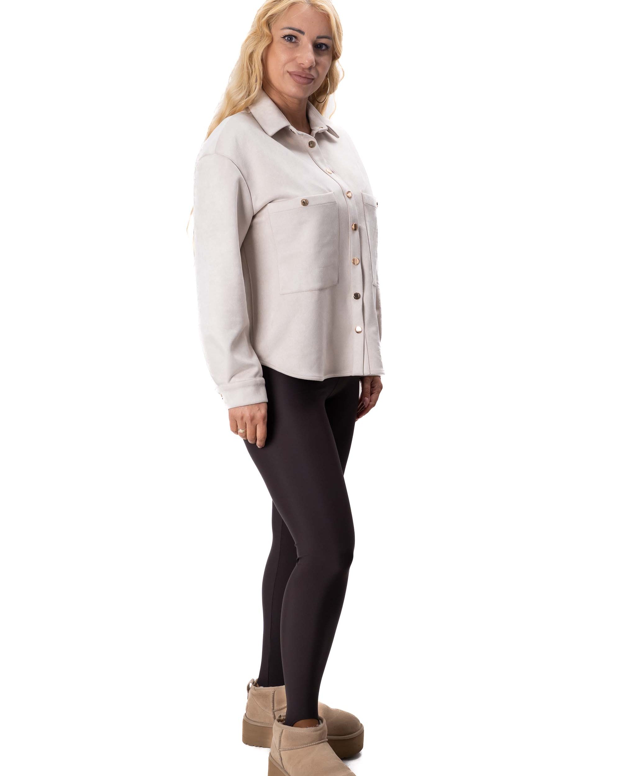 Бежова дамска overshirt риза тип яке
