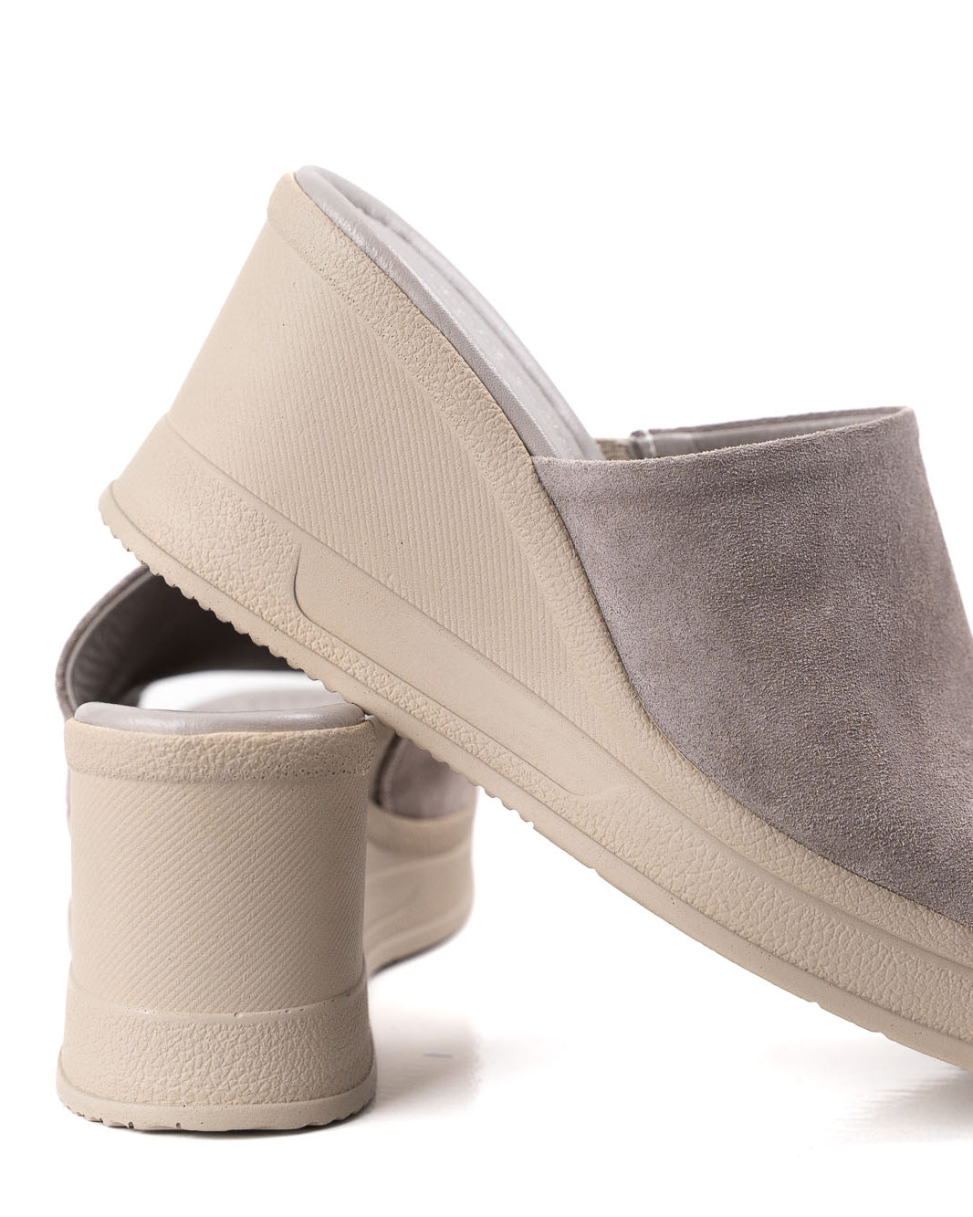 beige grey suede clogs women platform sandals