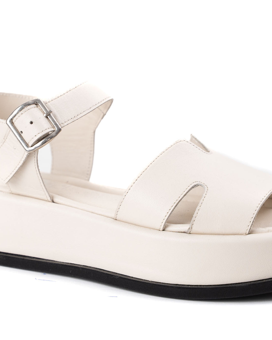 women genuine leather ecru platform sandals medium sole