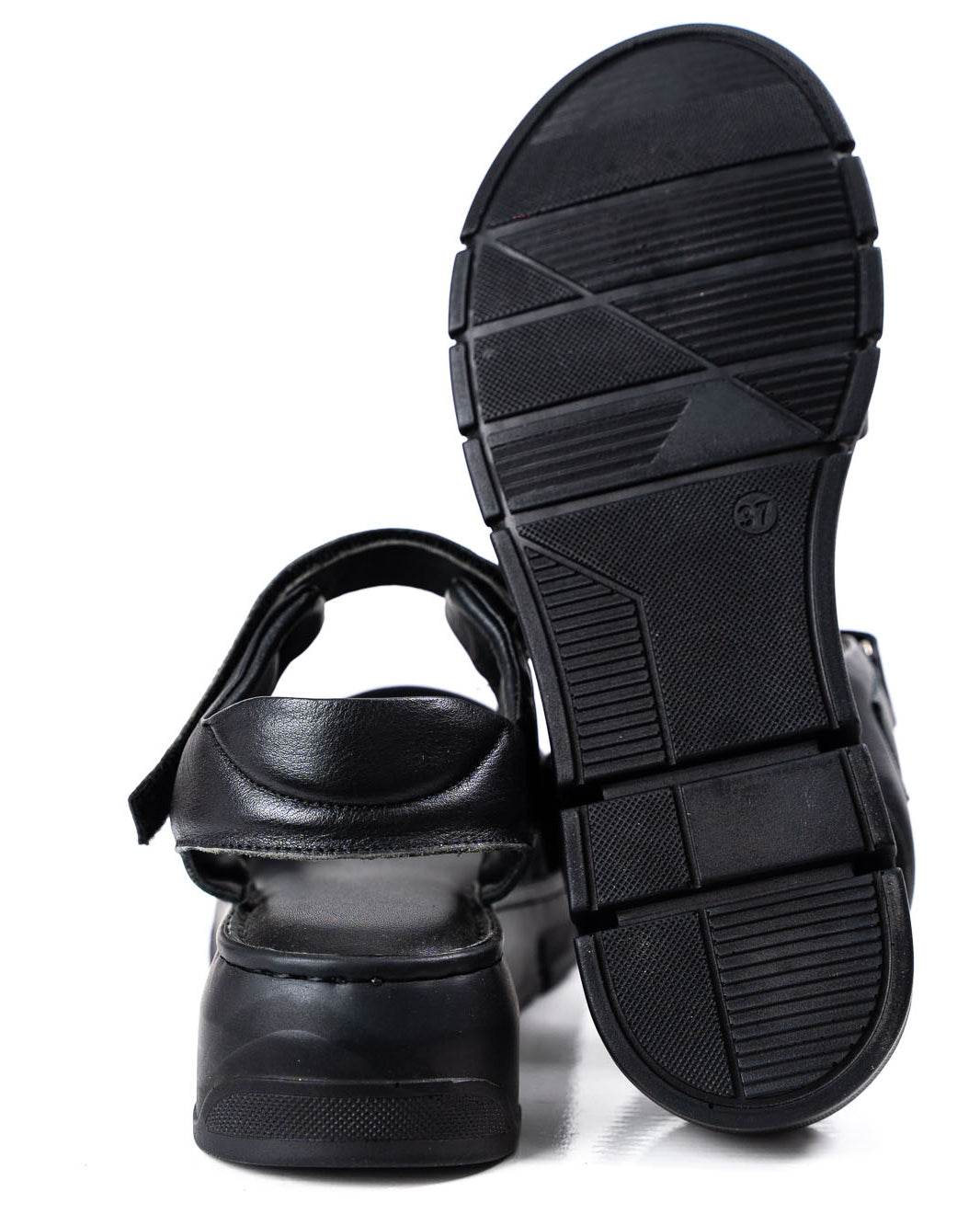 women genuine leather sandals black medium platform