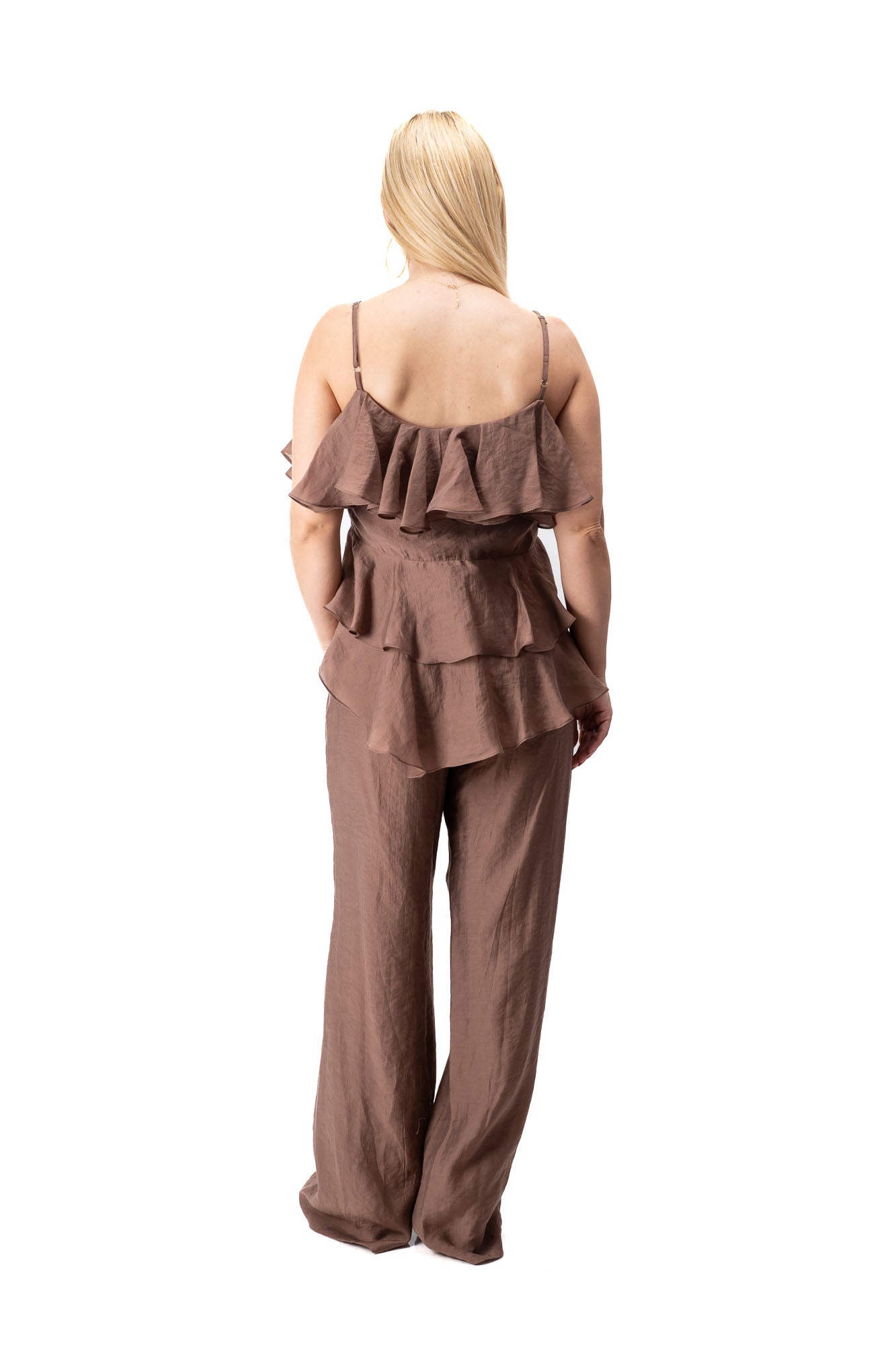 women summer two piece outfit with pants and chiffon layers