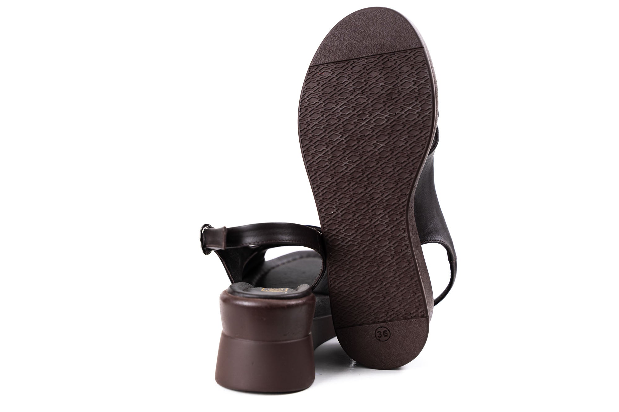 comfortable women high platform leather sandals brown