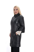 Луксозно дамско яке от естествена кожа – страничен изглед