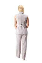 women elegant long vest outfit wide pants formal style