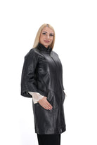 Якето B902 – детайл на кожа и 3/4 ръкав