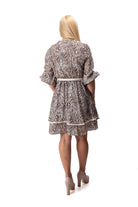 beige brown lightweight women dress flared style