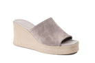 women suede clogs beige grey high platform