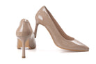 beige leather high heel shoes women elegant footwear