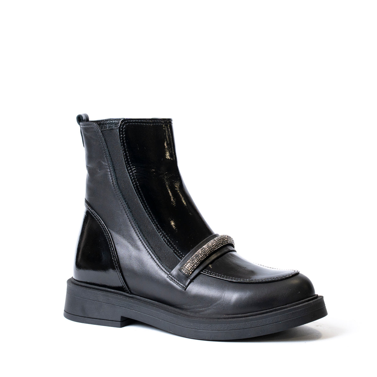 Черни дамски ниски боти с декорация от камъчета – модел 1775-61-62