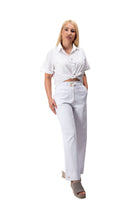 women white cotton pants elastic waist drawstring lightweight summer