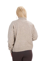 Дамски пуловер от плетиво – гръб с поло яка