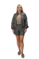 Beige brown women’s two-piece outfit with short jacket and shorts, casual sporty chic set – LUXU 20267