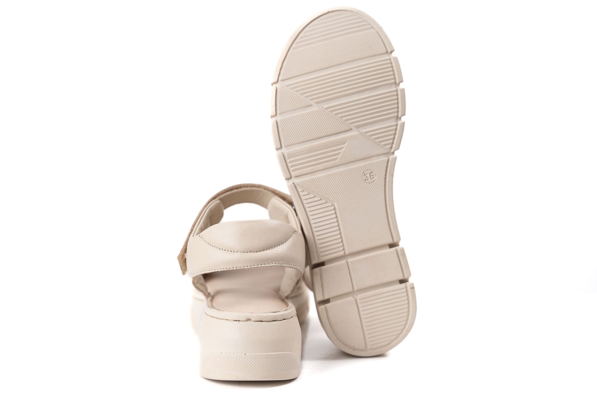 women genuine leather sandals beige medium platform