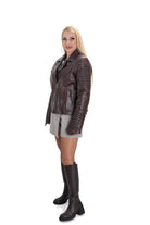 Стилно кафяво дамско кожено яке B-74