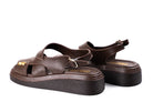 comfortable women leather sandals brown platform