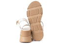 women luxury sandals leather beige platform crystal details