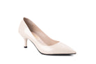 women leather shoes low heel light beige elegant pumps