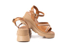 brown beige leather platform sandals women summer shoes