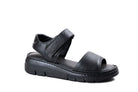 comfortable women black leather sandals medium platform