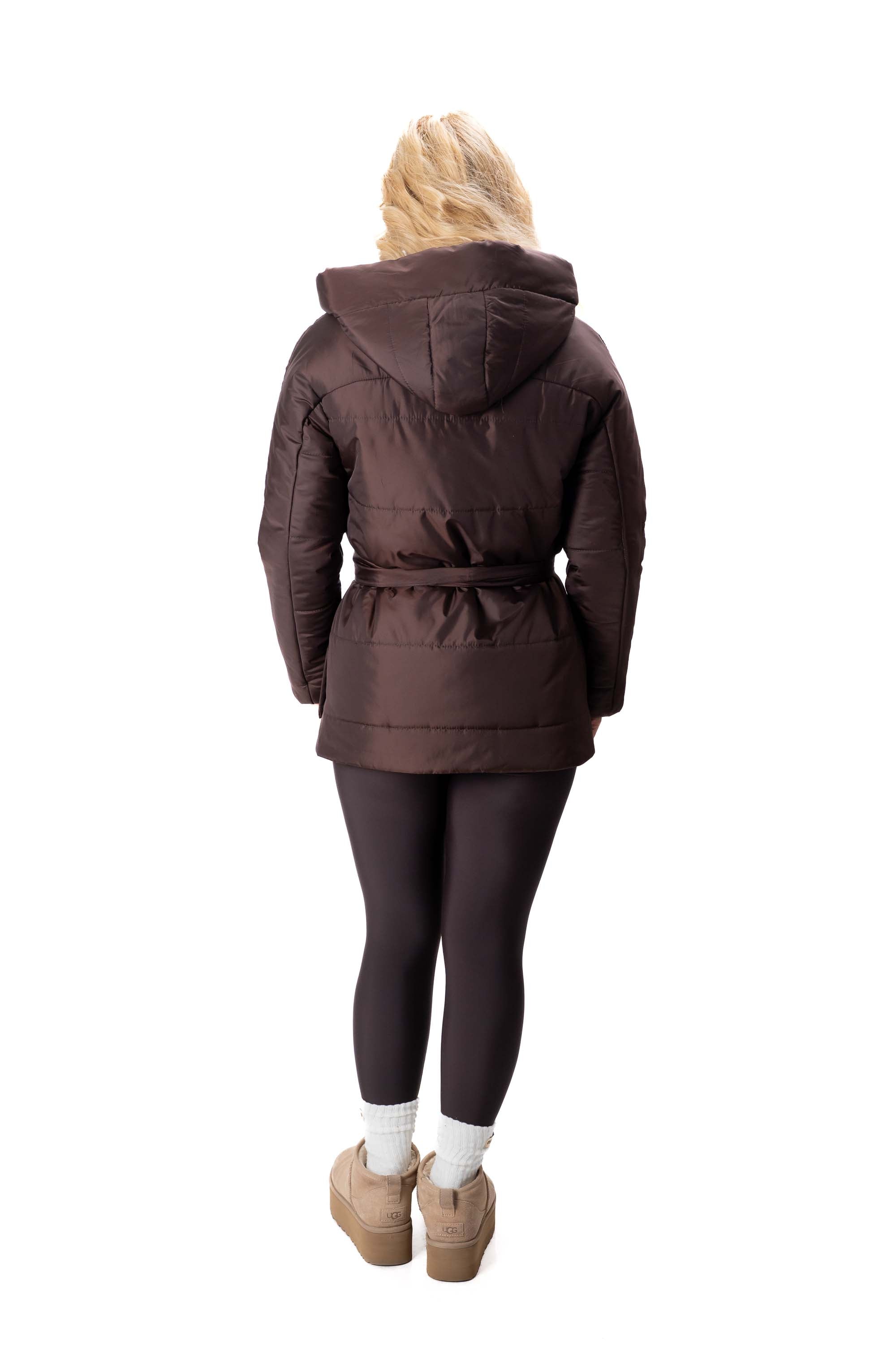 дамско яке от шушляк кафяво модерен модел