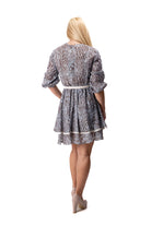women casual short dress with 3/4 sleeve tiered design