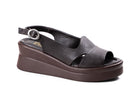women genuine leather dark brown platform sandals