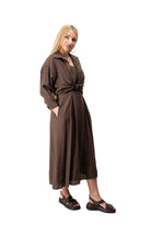 women elegant two piece midi dress set summer style in brown 