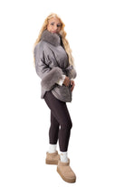 дамско яке шушляк сиво с гъши пух