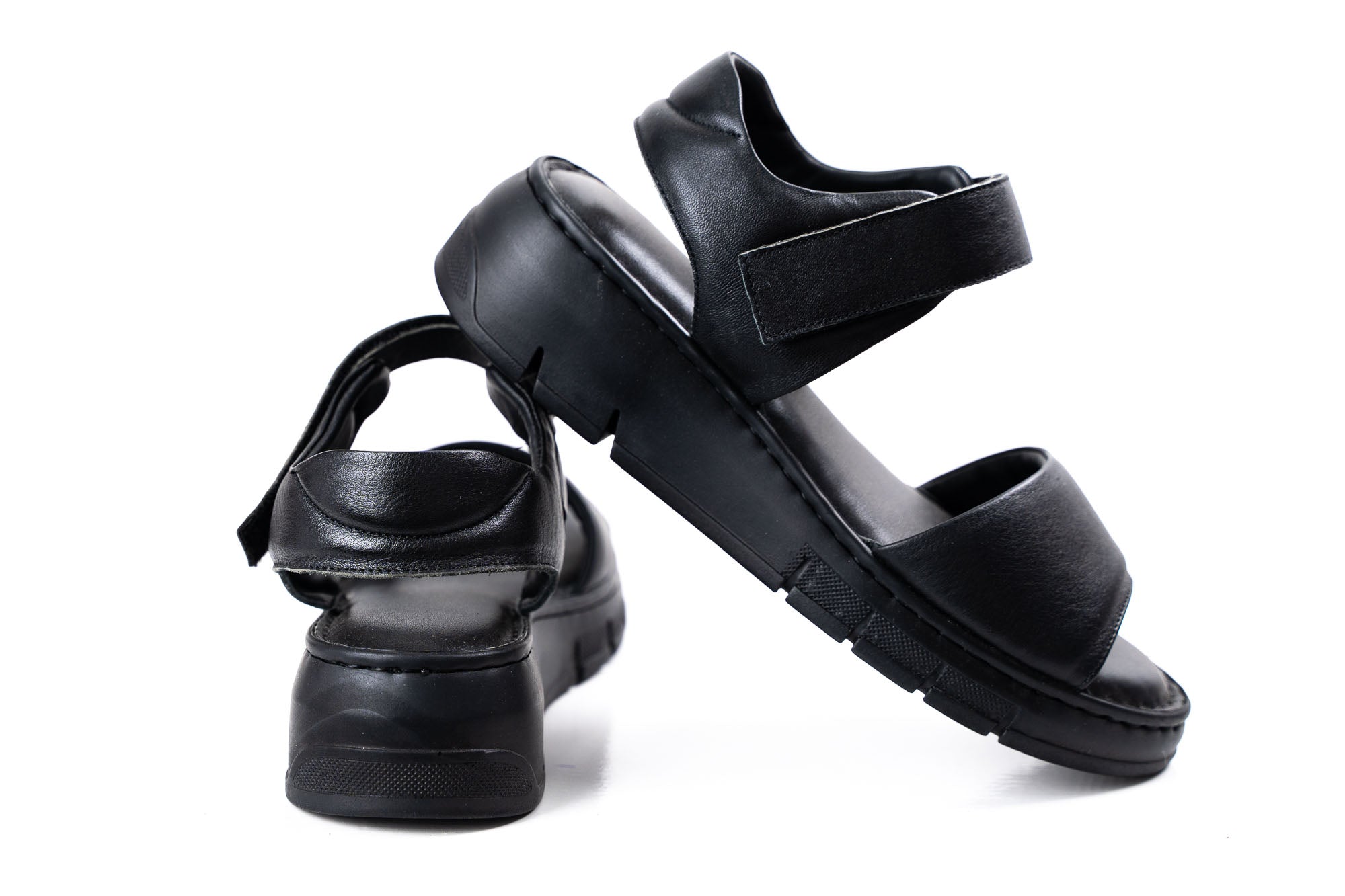 black leather platform sandals women comfortable summer shoes
