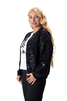 Елегантен суитшърт черен с пайети от комплект 