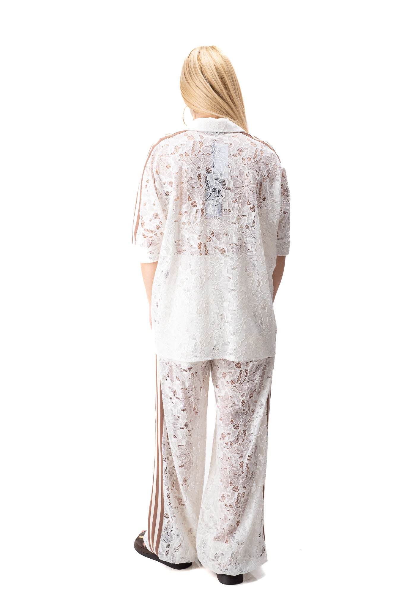 women jogger style pants set lace fabric modern fashion