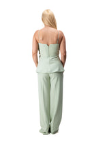 women mint green two piece formal set wide leg pants top
