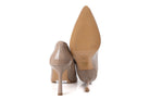 women genuine leather pumps beige formal shoes