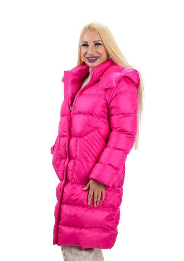 Дамско зимно дълго яке с качулка, подходящо и за пролет/есен