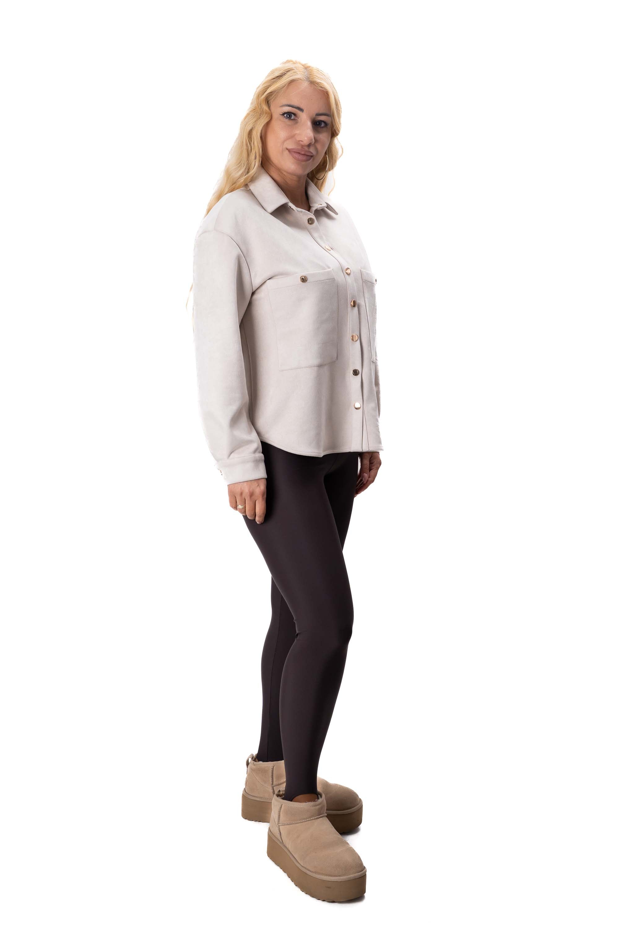 Бежова дамска overshirt риза тип яке