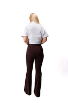 dark brown women flare trousers comfortable elastic fit