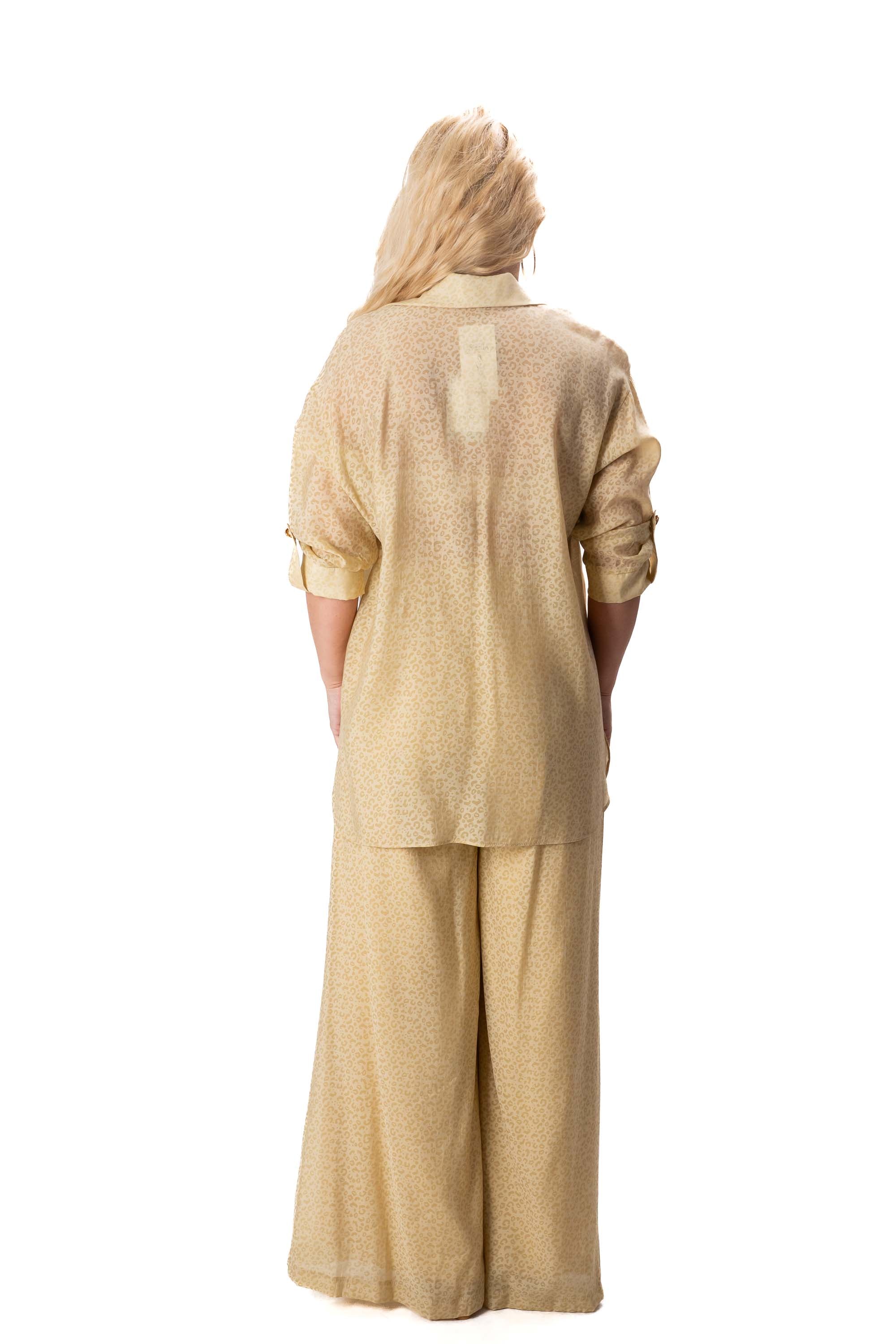 модерен дамски комплект 2 части пастелно жълт LUXU