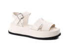 women genuine leather ecru platform sandals medium sole