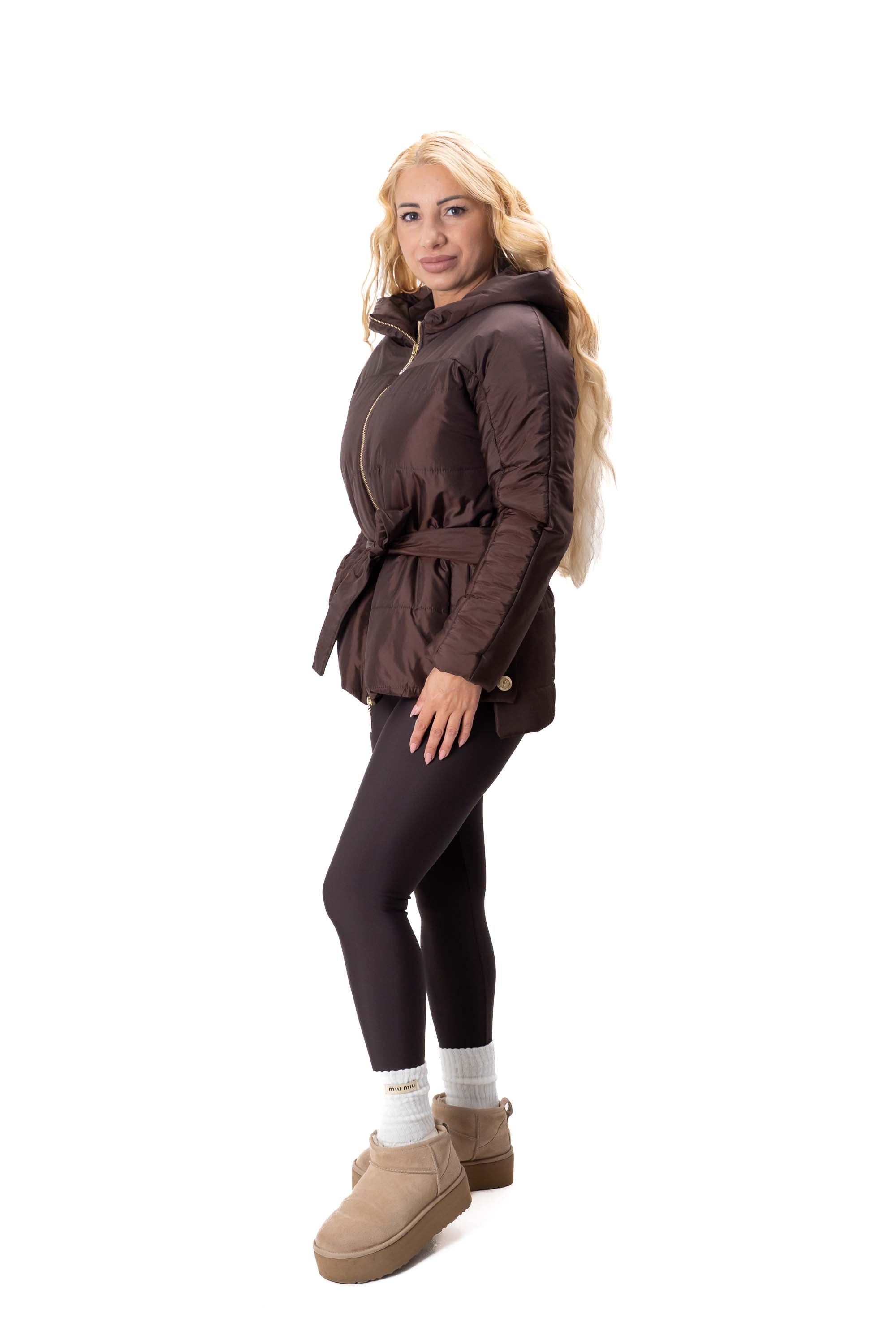 дамско яке шушляк къс модел с колан