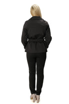 Short women’s trench coat with belt and single-breasted closure in dark coffee brown – model 1884