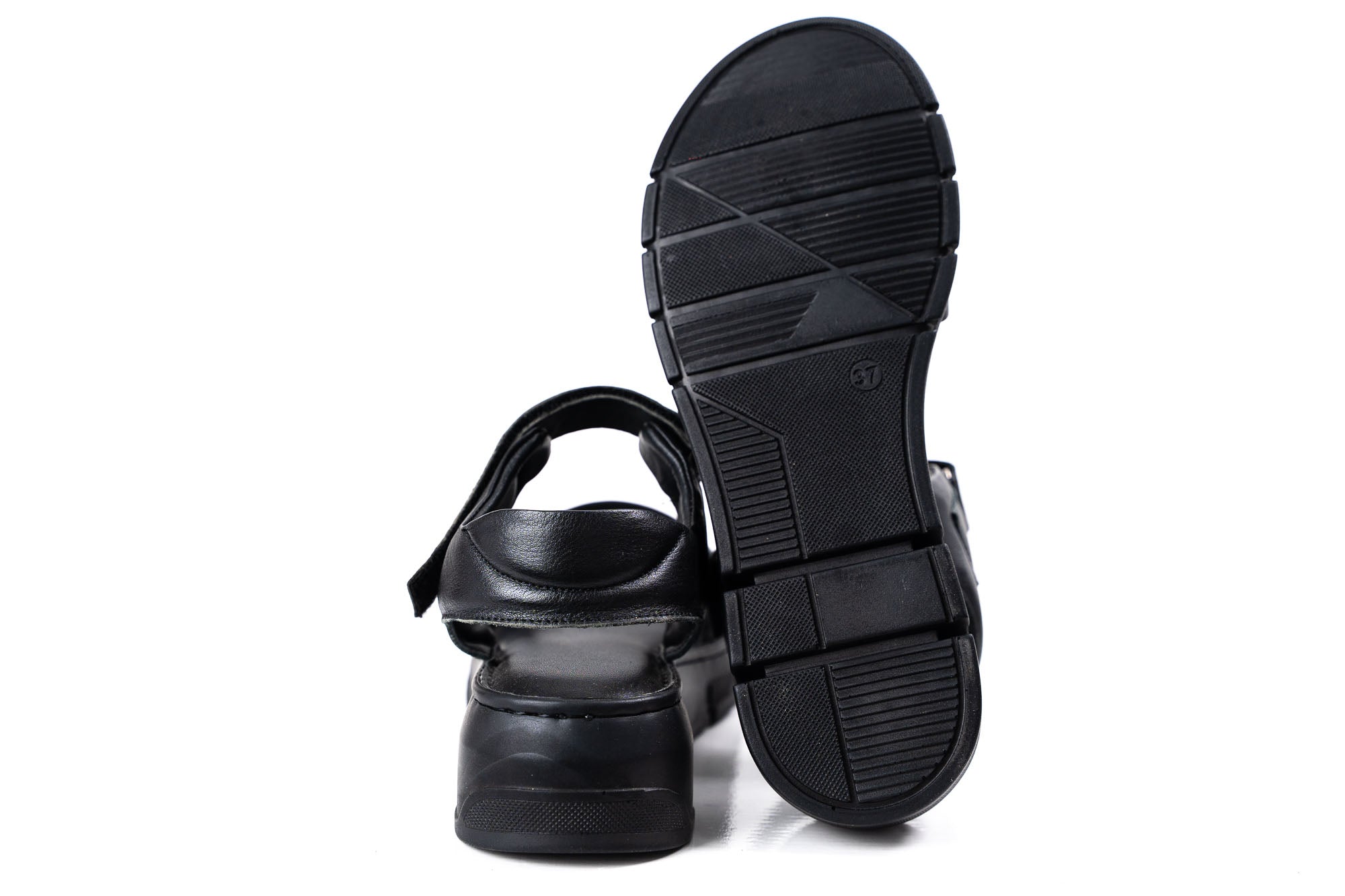 women genuine leather sandals black medium platform